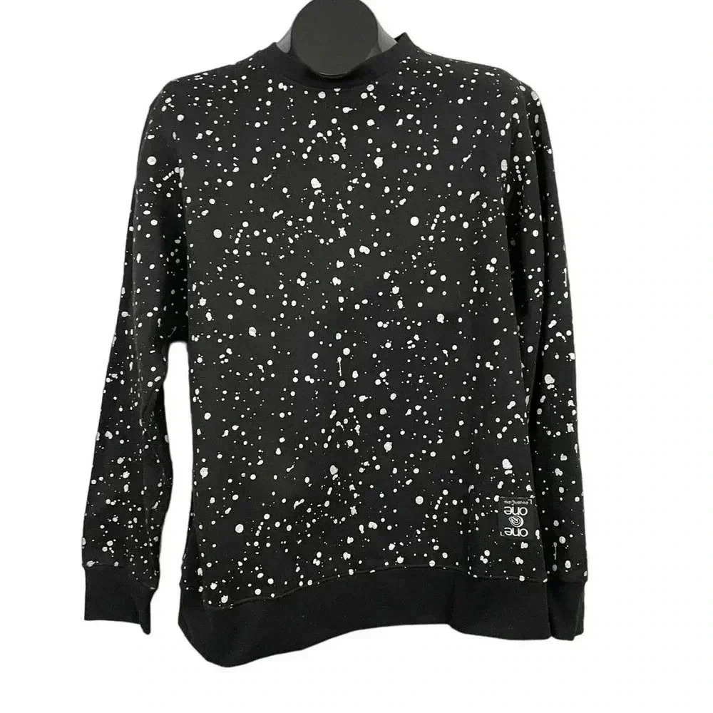Black Women's Pullover Sweater SMALL Paint Splotted One Point One‎
